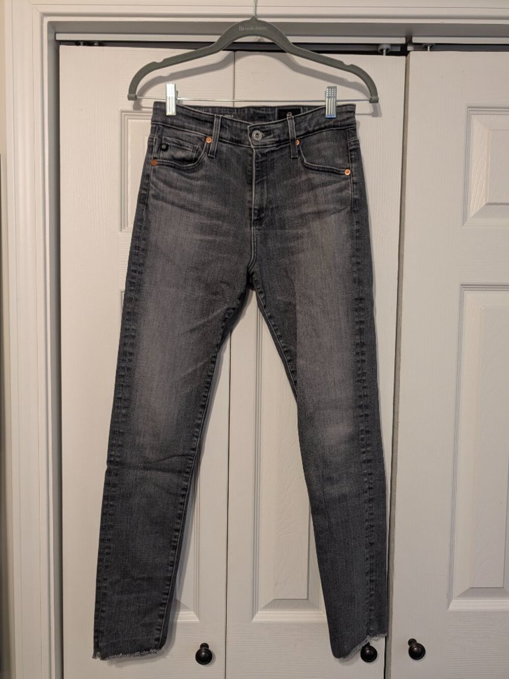 AG Adriano Goldschmied Gray Skinny Jeans Mid Rise Raw Hem